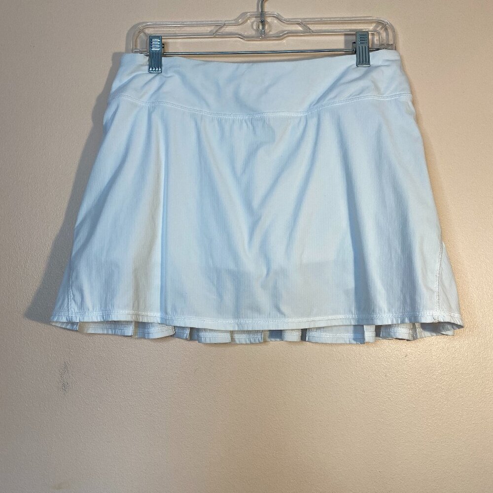 Lululemon Women Run Pace Setter Skirt White Ruffle Size 6 tall